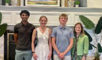 At its annual spring luncheon on May 27 at Naperville Country Club, the Naperville Garden Club awarded a total of $15,000 in scholarships to seven area students pursuing studies in fields related to science, the environment, horticulture, sustainability, landscape architecture, and related disciplines. Pictured, from left, are scholarship recipients Satya Mehta, Gianna Cannek, and Aidan Dwyer, with scholarship Chairperson Sharon Kochanek.