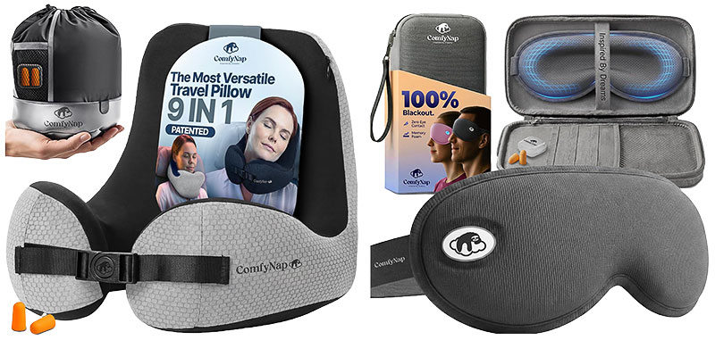 The ComfyNap Travel Pillow and the DeepSpace Blackout Sleep Mask