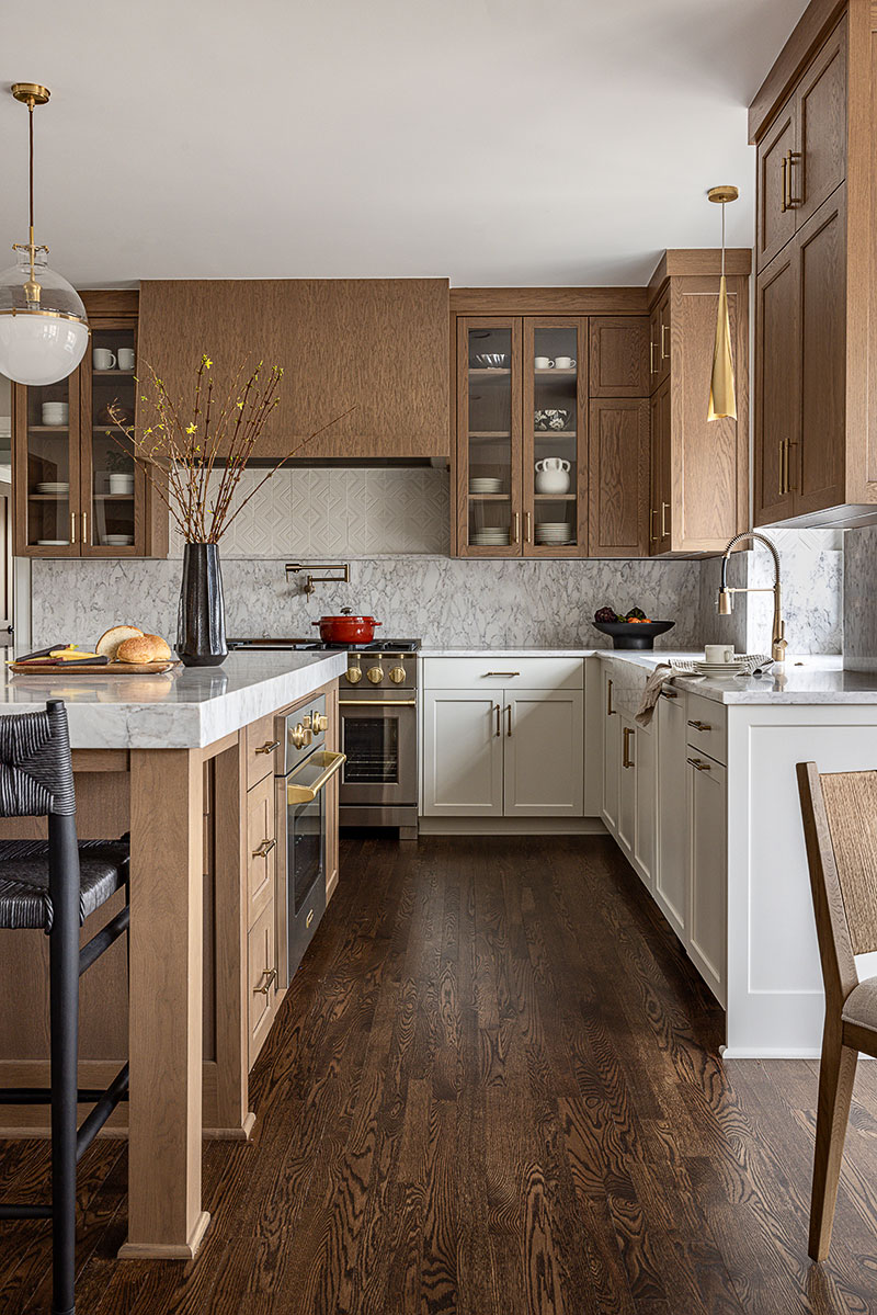 Cabinetry details in the kitchen of the remodeled Lemont home