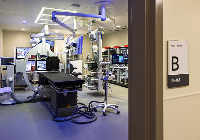 A room with medical equipment at the Center for Advanced Endoscopy at Central DuPage Hospital in Winfield