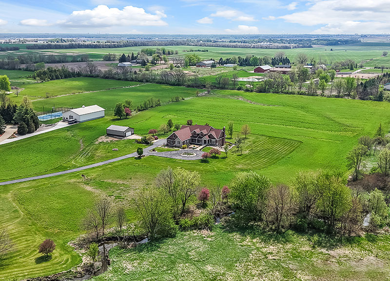 An aerial shot of the Oswego property