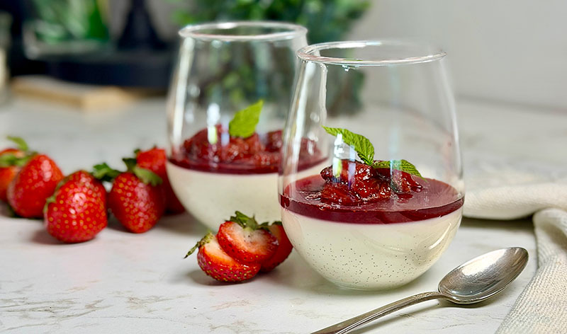 Panna Cotta with Slow-Roasted Strawberries